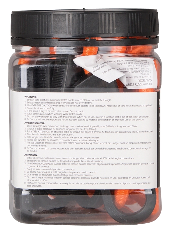 ProSource FH4034 Stretch Cord, 9 mm Dia, 48 in L, Polypropylene, Orange, Hook End