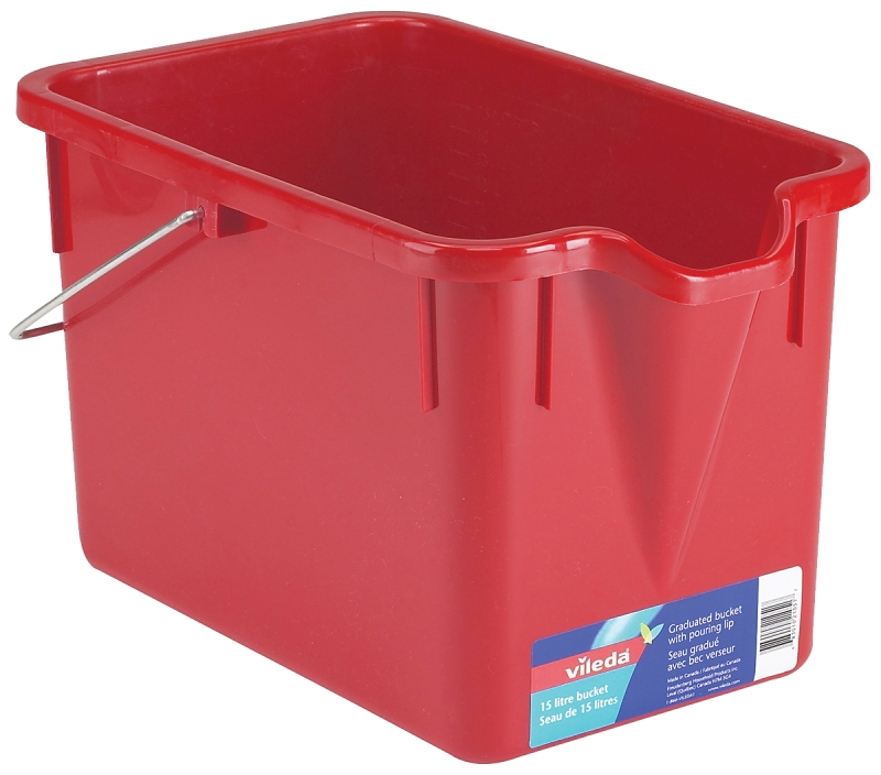 Orgill Vileda 117627 Graduated Bucket, 15 L Capacity, Plastic, Red