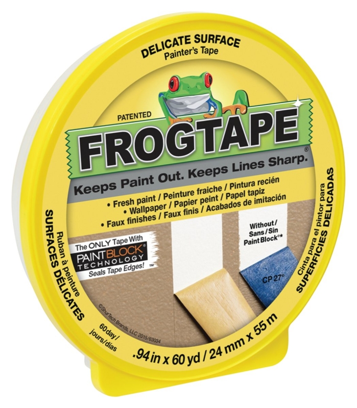 FrogTape 240482 Painting Tape, 3.6 mil Thick, 60 yd L, 0.94 in W, Yellow