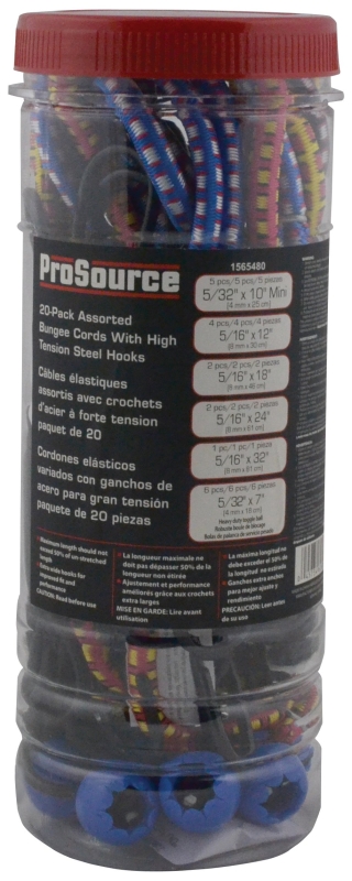 ProSource FH64077 Stretch Cord Set, Black, Hook End