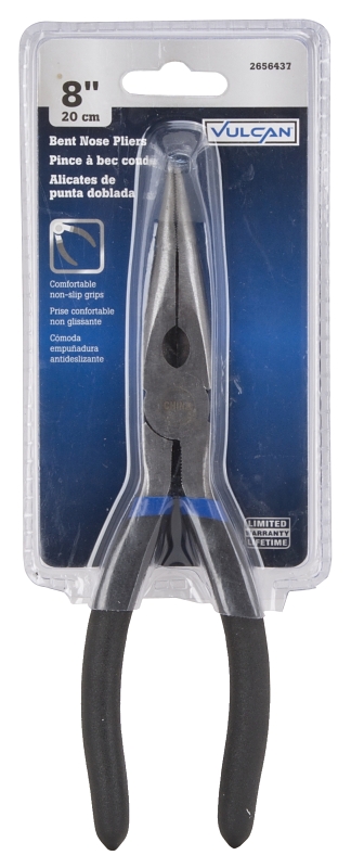 Vulcan PC974-02 Bent Nose Plier, 8 in OAL, 1.6 mm Cutting Capacity, 5.2 cm Jaw Opening, Black Handle, 7/8 in W Jaw