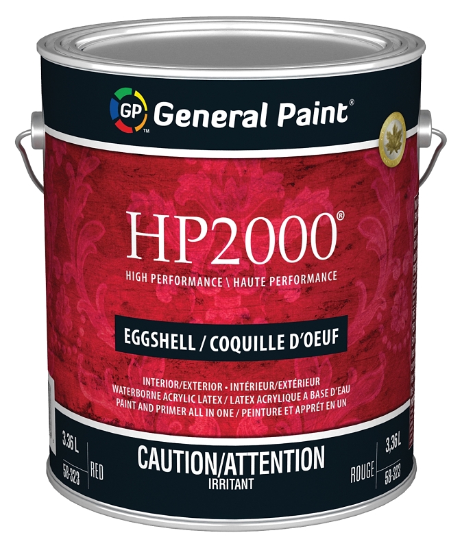 General Paint HP2000 58-323-16 Exterior Paint, Eggshell, Red Base, 1 gal