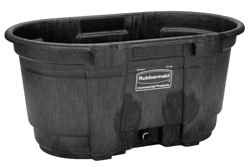 Rubbermaid FG424288BLA Stock Tank, 100 gal Capacity, Plastic, Black