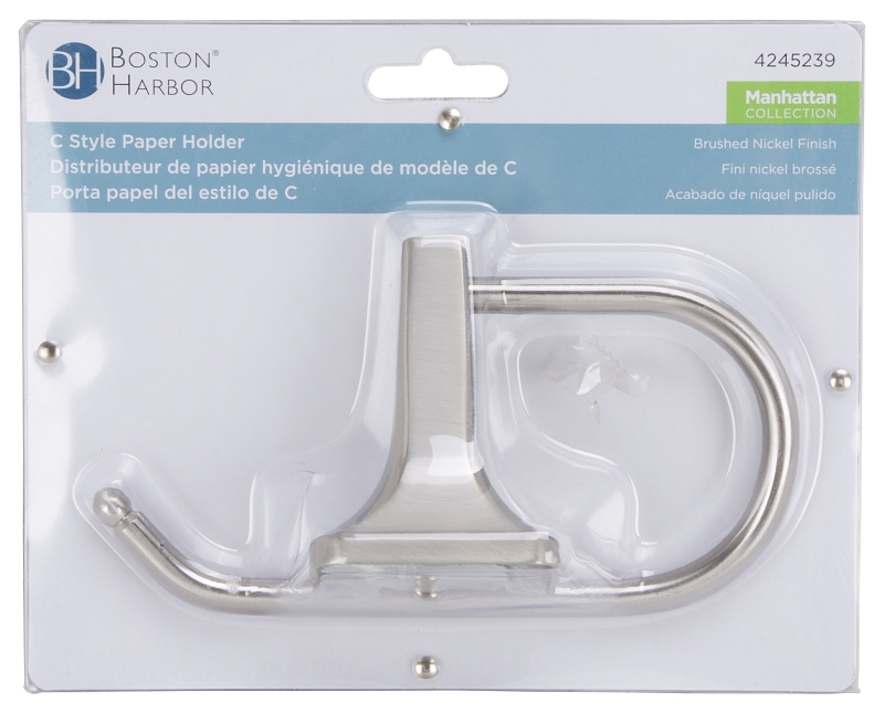 Boston Harbor 3655C-07-07-SOU C Style Paper Holder, Steel Ring/Zinc, Brushed Nickel