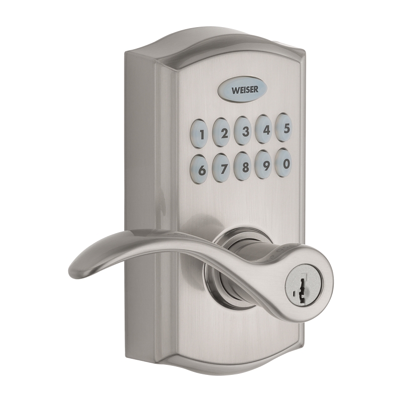 Weiser SmartCode 10 Commercial Lever Series 9GED26000-001 Electronic Deadbolt, Contemporary Design, Satin Nickel