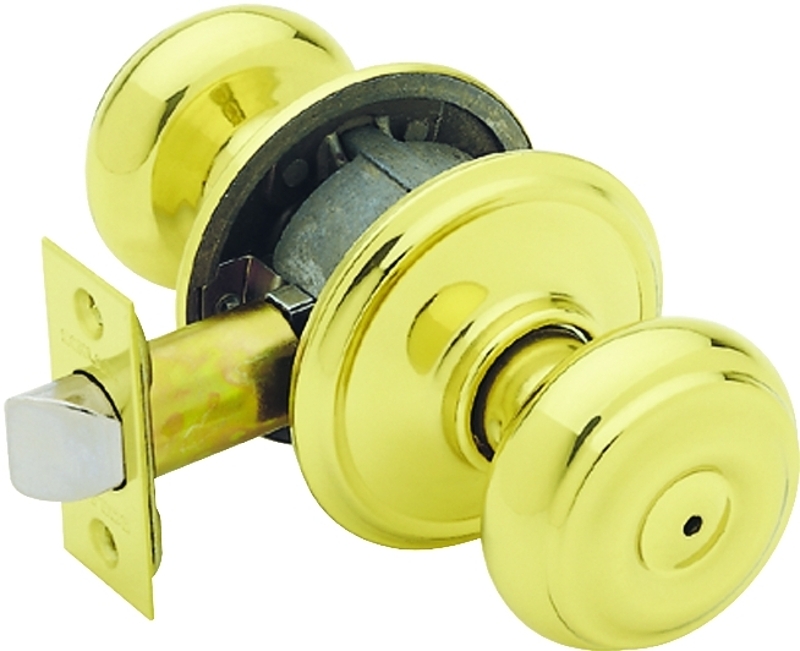 Schlage Georgian Series F40 GEO 605 Privacy Lockset, 2.31 in L x 2.75 in W x 2.75 in H Dimensions, Yes, Bright Brass