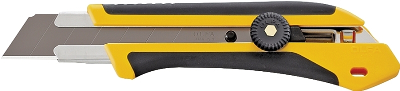 OLFA 1071858 Utility Knife, 25 mm W Blade, Stainless Steel Blade, Comfort-Grip Handle, Black/Yellow Handle