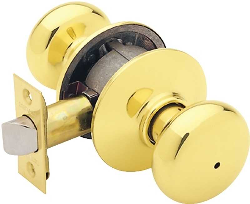 Schlage Plymouth Series F40VPLY605 Privacy Lockset, 2.31 in L x 2.75 in W x 2.75 in H Dimensions, Bright Brass