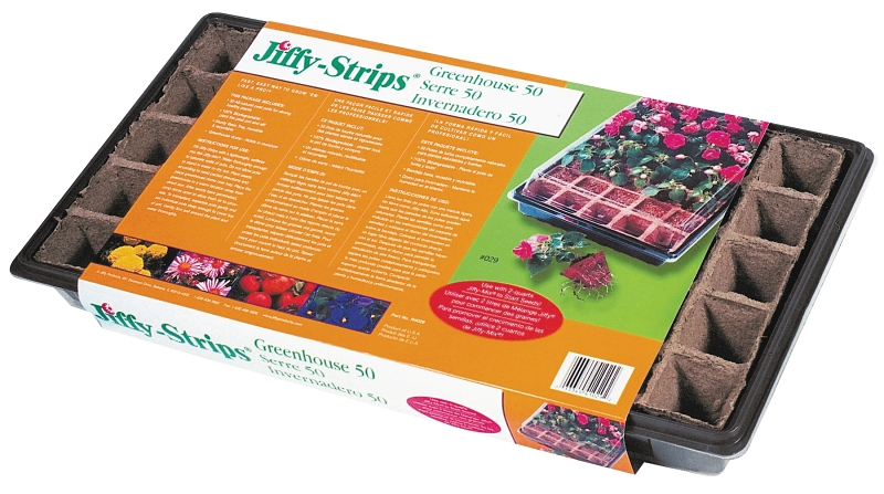 Jiffy TS50H Seed Starter Strip, 11 in L Tray, 22 in W Tray, 50 -Cell, Peat Moss