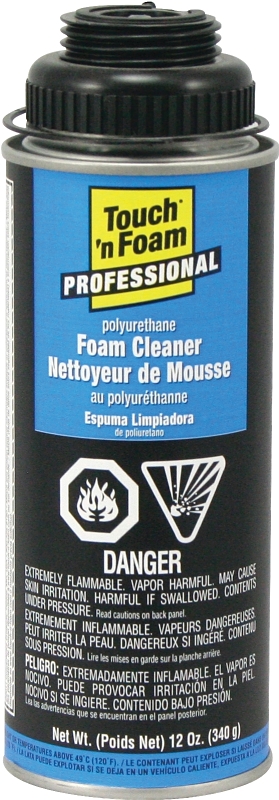 Touch 'n Foam 4004528700 Polyurethane Foam Cleaner, Clear, 60 to 100 deg F, 12 oz, Aerosol Can