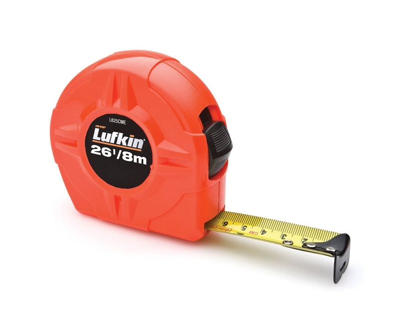 Crescent Lufkin L600N Series L625CMEN Tape Measure, 25 ft L Blade, 1 in W Blade, Steel Blade, ABS Case, Orange Case