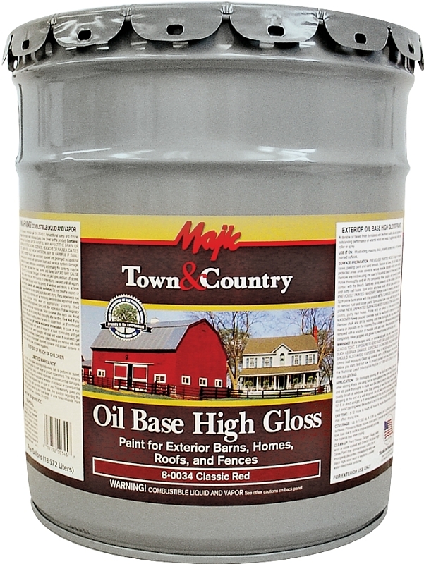 Majic Paints 8-0034-5 Barn and Fence Paint, High-Gloss, Classic Red, 5 gal Pail
