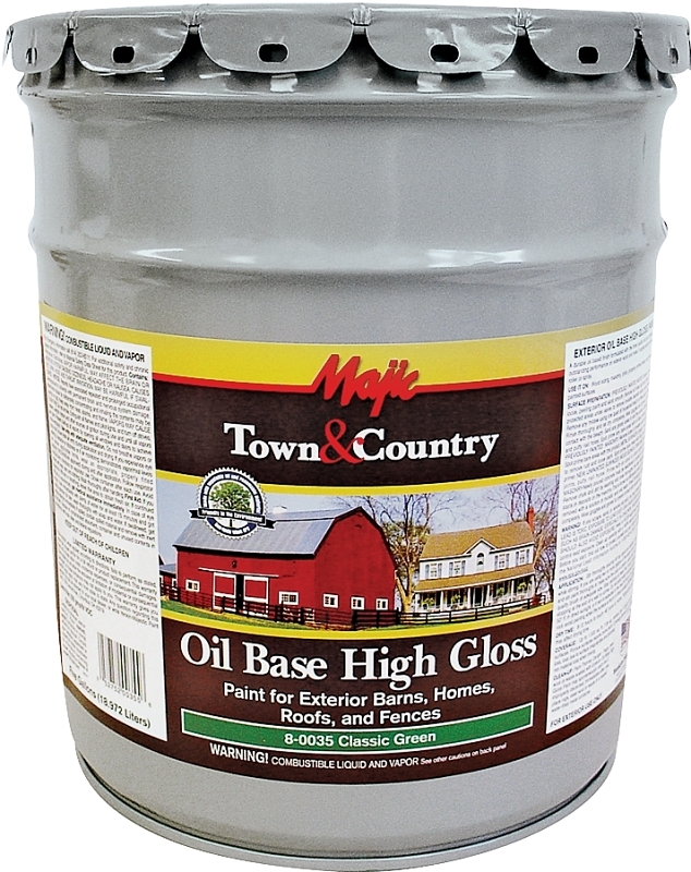 Majic Paints 8-0035-5 Barn and Fence Paint, High-Gloss, Classic Green, 5 gal Pail