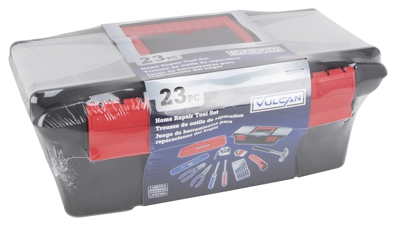 Vulcan 10557 Tool Set, 23-Piece, Tool box: Plastic, Tool box: Black and Red