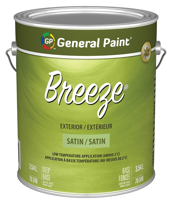 General Paint Breeze 70-349-16 Exterior Paint, Satin, Deep Base, 1 gal