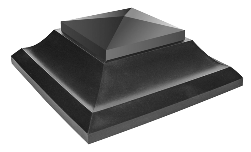 Nuvo Iron SPC23 Post Cap, 5-1/2 in L, 5-1/2 in W, Aluminum/Plastic, Black
