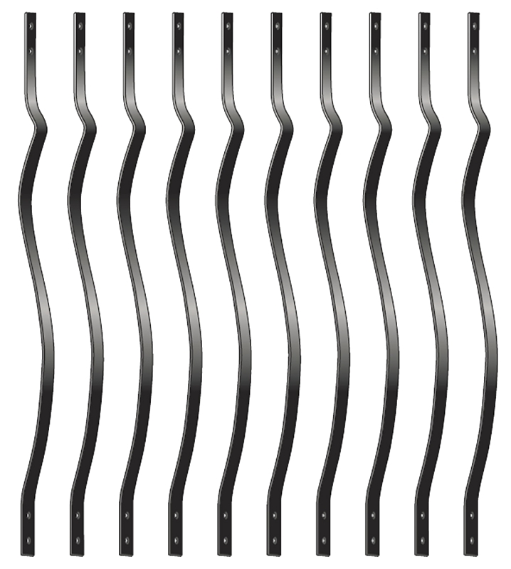 Nuvo Iron RDPF36 Flat Bar Baluster, 40 in L, Steel, Black, Galvanized