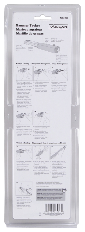 Vulcan AH-910 Stapler/Tacker Hammer, 170 Crown Staples Magazine, Flat Wire Staples Staple, 10.6 mm W Crown, Silver