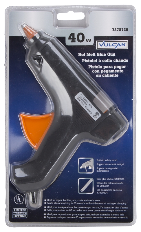 Vulcan JL-GG-40 Glue Gun, 9/32 in Dia Glue Stick, Black/Orange