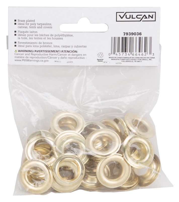 Vulcan JL-VT15989 Grommet, 25-Piece, Brass Grommet, Brass Grommet, Brass Grommet