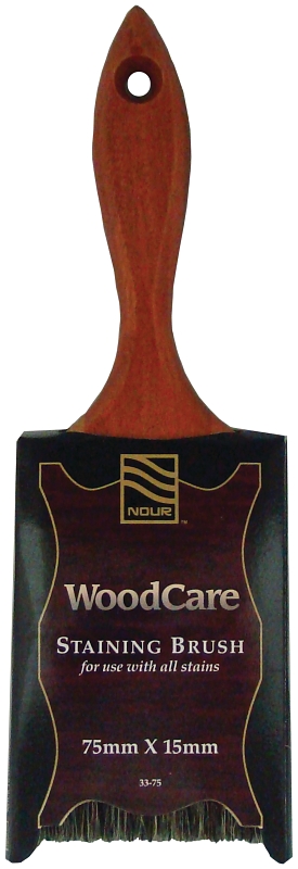 Nour 33-75 Paint Brush, 3 in W, Stain, Straight, Wall Brush, 2-3/4 in L Bristle, Thin Beavertail Handle
