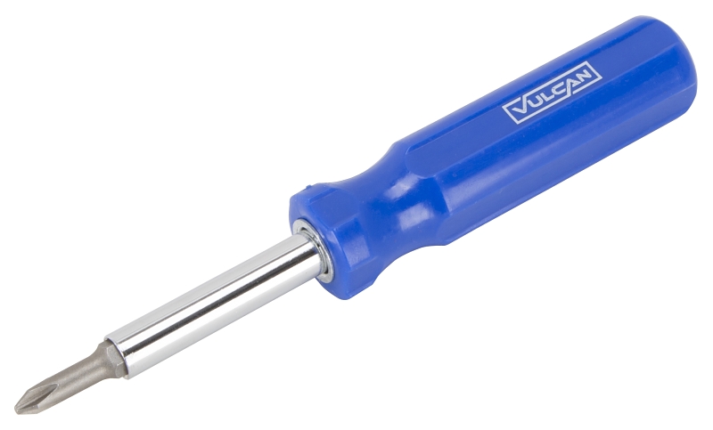 Vulcan CC922 Multi-Bit Screwdriver, Slotted: 3/16 in, 1/4 in, Phillips: #1, #2, Nutdriver: 1/4 in, 5/16 in Drive