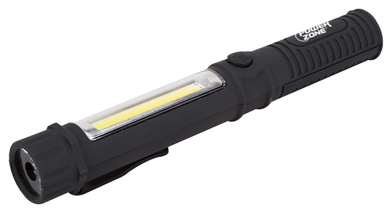 PowerZone 18101020 Pocket Flashlight, AAA Battery, LED Lamp, 130 Lumens, 8 m Beam Distance, 4 hrs Run Time, Black