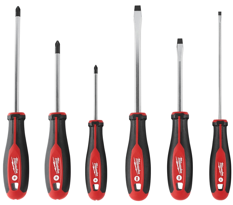 Milwaukee 48-22-2706 Screwdriver Kit, 6-Piece, Specifications: Phillips and Slotted Tip, 5/16 in Tip Size