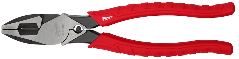 Milwaukee 48-22-6100 Lineman's Plier with Crimper, 9 in OAL, 1.77 in Cutting Capacity, Red Handle, Comfort-Grip Handle