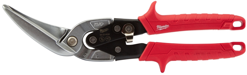 Milwaukee 48-22-4538 Aviation Snip, 11 in OAL, 3 in L Cut, Left, Long, Straight Cut, Steel Blade, Red Handle