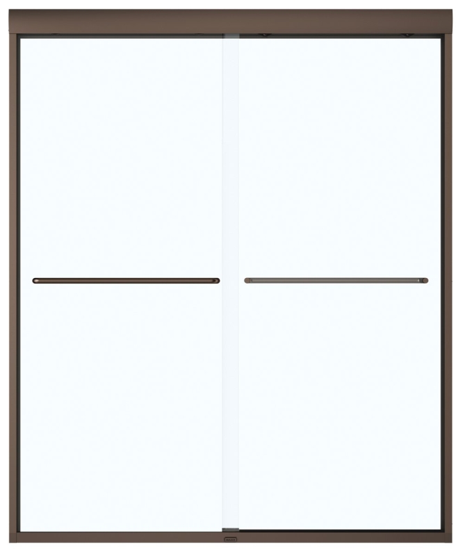 Maax Aura 135665-900-172 Shower Door, Dark Bronze Frame, Clear Glass, Tempered Glass, Semi Frame, 2-Panel, Glass