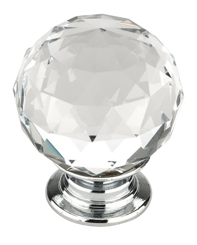Richelieu BP87373014011 Cabinet Knob, 1-17/32 in Projection, Contemporary, 1-3/16 in Dia, Crystal/Metal