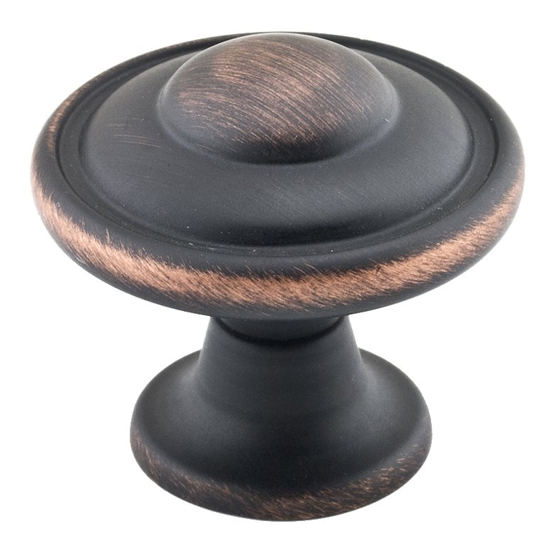 Richelieu BP757BORB Cabinet Knob, 1-3/32 in Projection, Traditional, 1-7/32 in Dia, Metal, Brushed Oil-Rubbed Bronze