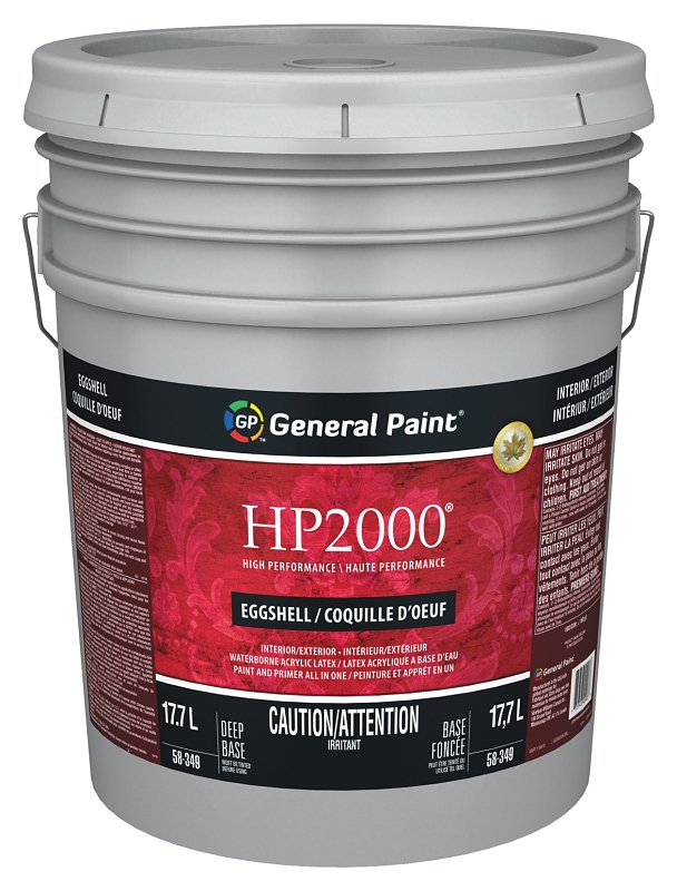 General Paint HP2000 58-349-20 Exterior Paint, Eggshell, Deep Base, 5 gal Pail