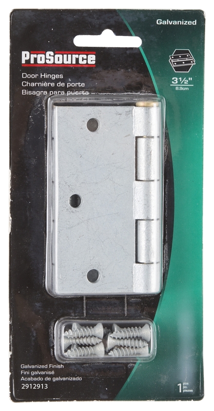 ProSource LR-045-PS Utility Hinge, Steel, Galvanized, Removable Pin, 180 deg Range of Motion, Full Mortise Mounting