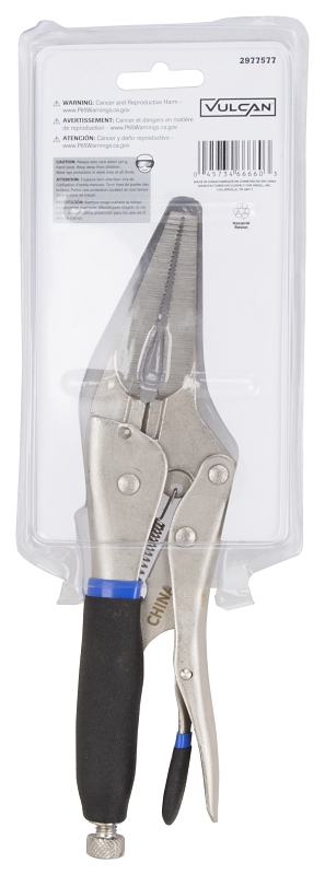 Vulcan JL-NP025 Locking Plier, 9 in OAL, 2-3/4 in Jaw Opening, Black Handle, Comfort-Grip Handle, 1-1/4 in W Jaw