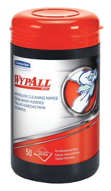Wypall 58310 Heavy-Duty Waterless Cleaning Wipes, 9-1/2 in L, 12 in W, 1-Ply, Orange Citrus, Polypropylene