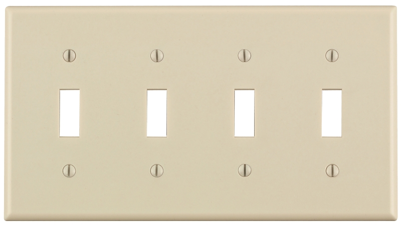 Leviton 78012 Switch Wallplate, 4-1/2 in L, 2-3/4 in W, 4 -Gang, Light Almond