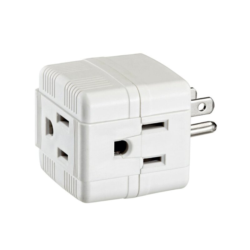 Leviton C28-00692-0WH Triple Tap Adapter, 15 A, 125 V, NEMA: NEMA 5-15R, White