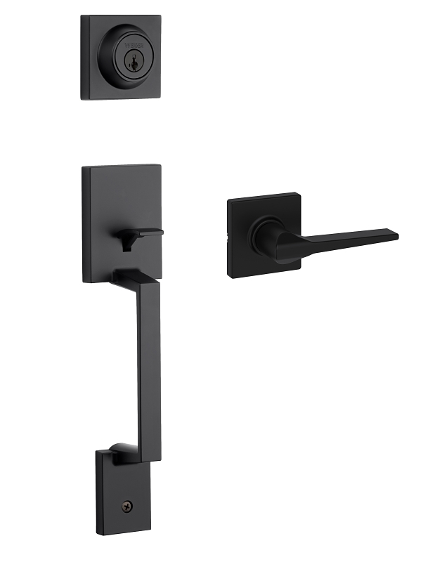 Weiser Amador Elements Hollis Series 9GLC94710-023 Handleset, Grade 3 Grade, Keyed Key, Matte Black, 1-3/4 in Thick Door
