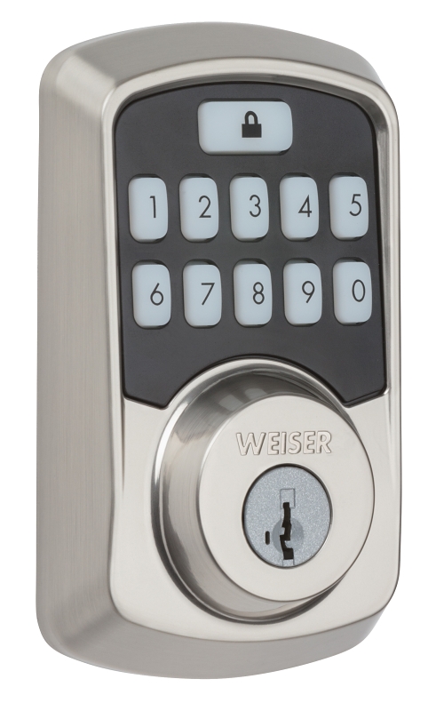 Weiser Aura Series 9GED18500-001 Deadbolt with Bluetooth, Satin Nickel, 2-3/8 to 2-3/4 in Backset
