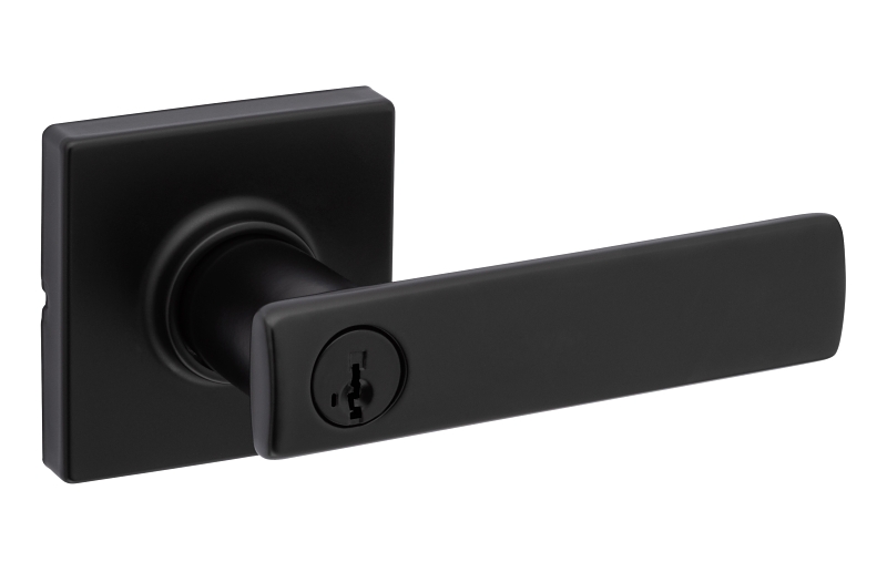 Weiser Breton Square Rose Elements Series 9GLC5350-095 Entry Lever, Matte Black, Aluminum, SC1, KW1 Keyway, 3 Grade