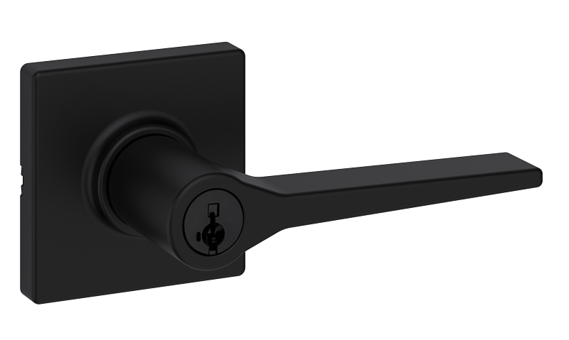 Weiser Elements Hollis Square Rose Series 9GLC5350-100 Entry Lever, Matte Black, SC1, KW1 Keyway, Residential, 3 Grade