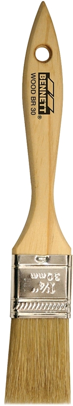 Bennett WOOD BR 30 Paint Brush, White, Wood Handle, 1-1/4 in W