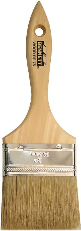 Bennett WOOD BR 75 Paint Brush, White, Wood Handle, 3 in W