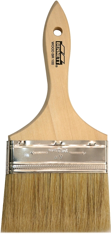 Bennett WOOD BR 100 Paint Brush, White, Wood Handle, 4 in W