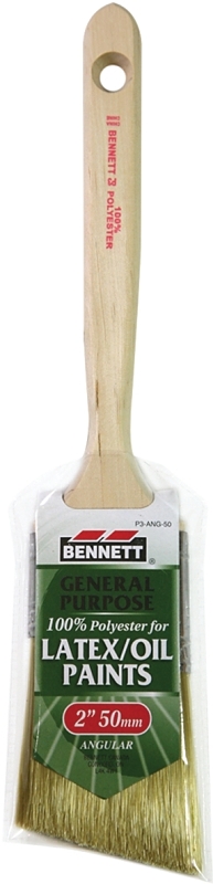 Bennett P3-ANG-50 Paint Brush, Wood Handle, 2 in W, Polyester Bristle