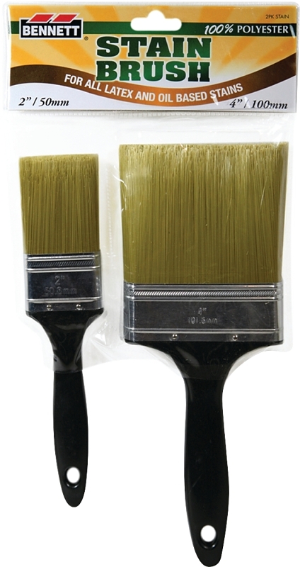 Bennett 2PK STAIN Paint Brush Set, Includes: 2 in, 4 in Brushes, 2-Brush