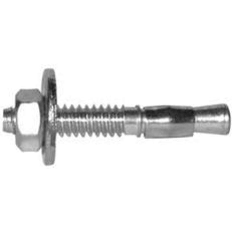 Reliable WAZ58412J Wedge Anchor, 5/8 in Dia, 4-1/2 in L, 830 kg Ceiling, 1349 kg Wall, Steel, Zinc
