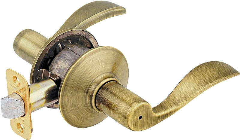 Schlage Accent Series F40 ACC 609 Privacy Lever, Mechanical Lock, Antique Brass, Metal, Residential, 2 Grade